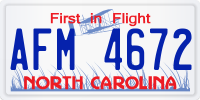 NC license plate AFM4672