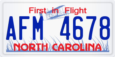 NC license plate AFM4678