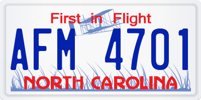 NC license plate AFM4701