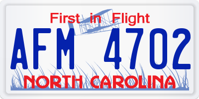 NC license plate AFM4702