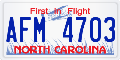 NC license plate AFM4703
