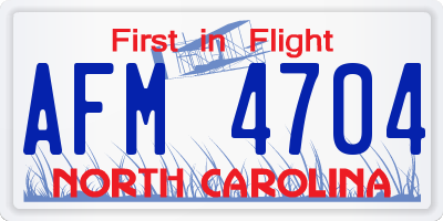 NC license plate AFM4704