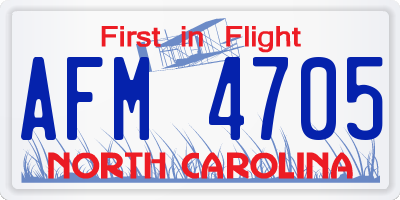 NC license plate AFM4705