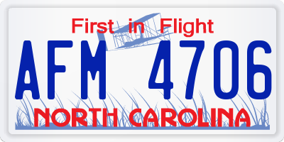 NC license plate AFM4706