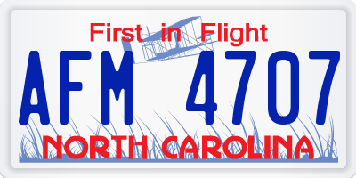 NC license plate AFM4707