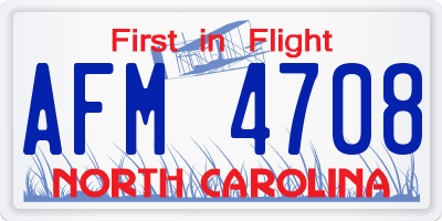 NC license plate AFM4708