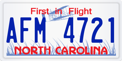 NC license plate AFM4721