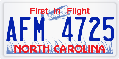 NC license plate AFM4725