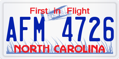 NC license plate AFM4726