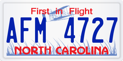 NC license plate AFM4727