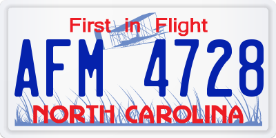 NC license plate AFM4728
