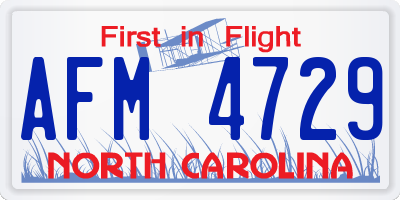 NC license plate AFM4729