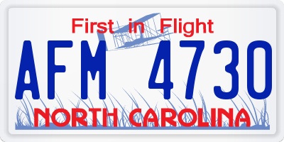 NC license plate AFM4730