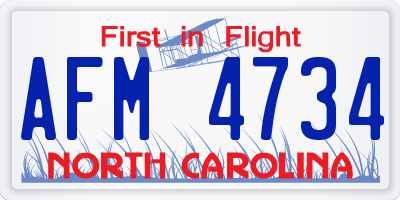 NC license plate AFM4734