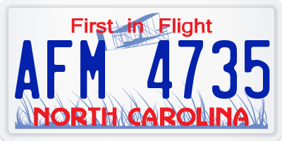 NC license plate AFM4735