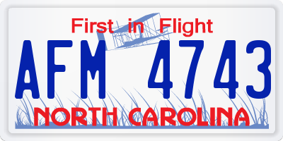 NC license plate AFM4743