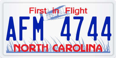 NC license plate AFM4744