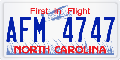 NC license plate AFM4747