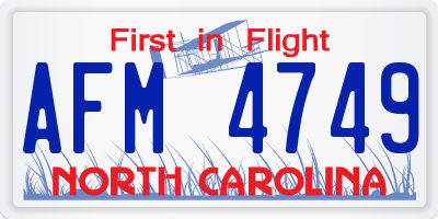 NC license plate AFM4749