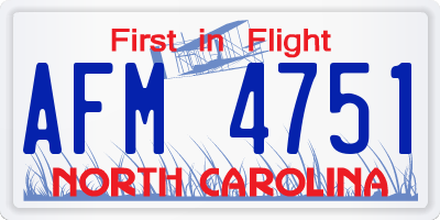 NC license plate AFM4751