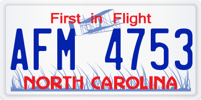 NC license plate AFM4753
