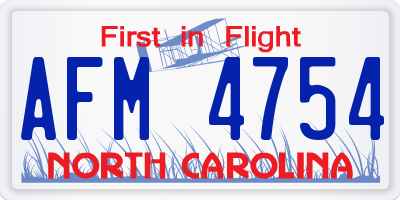 NC license plate AFM4754
