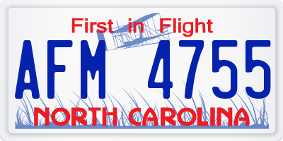 NC license plate AFM4755
