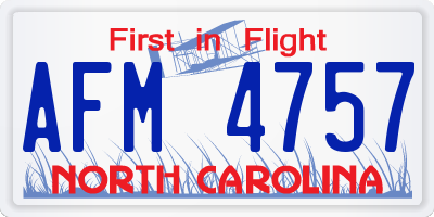 NC license plate AFM4757