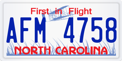 NC license plate AFM4758