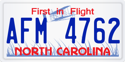 NC license plate AFM4762