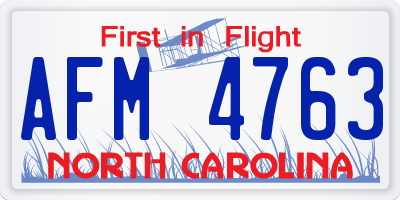 NC license plate AFM4763