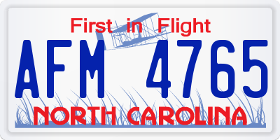 NC license plate AFM4765