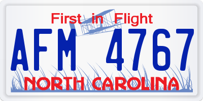 NC license plate AFM4767