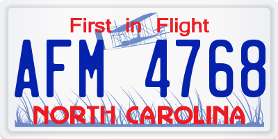 NC license plate AFM4768