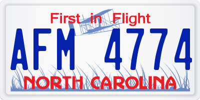 NC license plate AFM4774