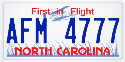 NC license plate AFM4777