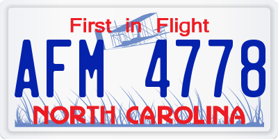 NC license plate AFM4778