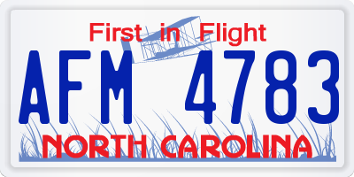 NC license plate AFM4783