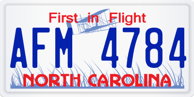 NC license plate AFM4784
