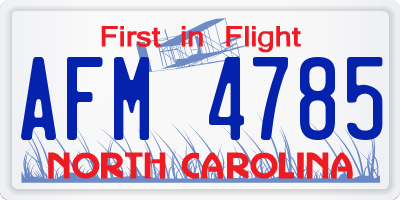 NC license plate AFM4785