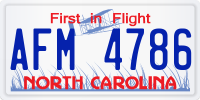 NC license plate AFM4786