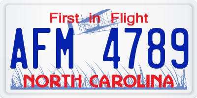 NC license plate AFM4789