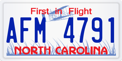 NC license plate AFM4791