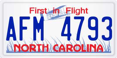 NC license plate AFM4793