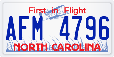 NC license plate AFM4796