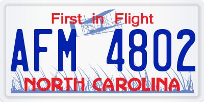 NC license plate AFM4802