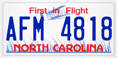 NC license plate AFM4818
