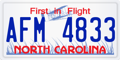NC license plate AFM4833