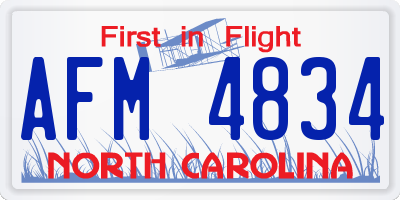 NC license plate AFM4834
