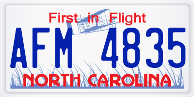 NC license plate AFM4835